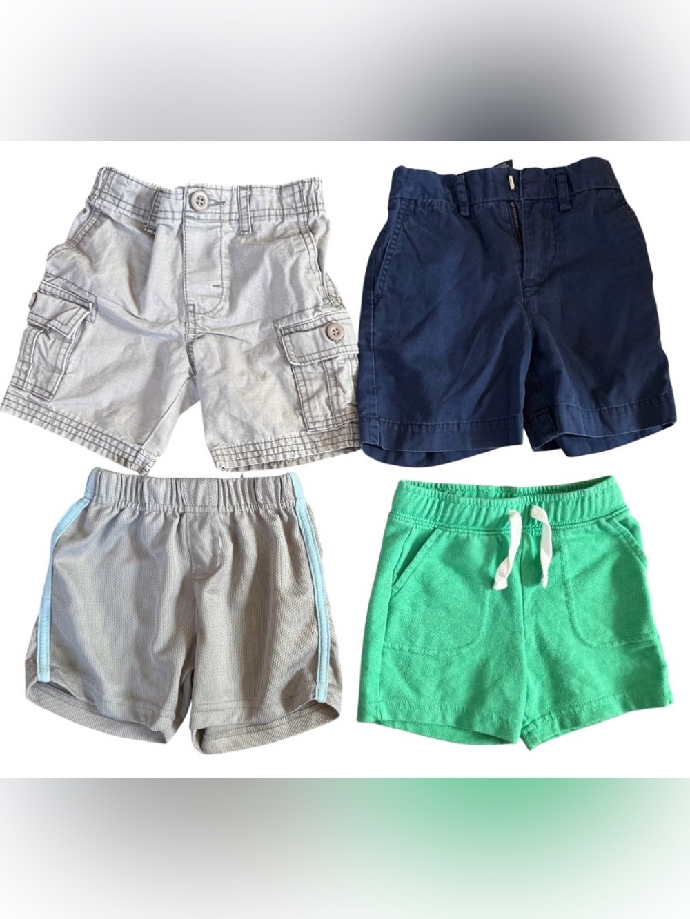 Boys Shorts - Navy, Light Gray, Gray, Green